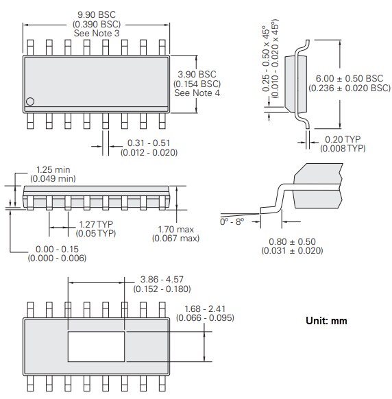 Mechanical Drawing - IXYS IX4352NEAU Low-Side Gate Drivers